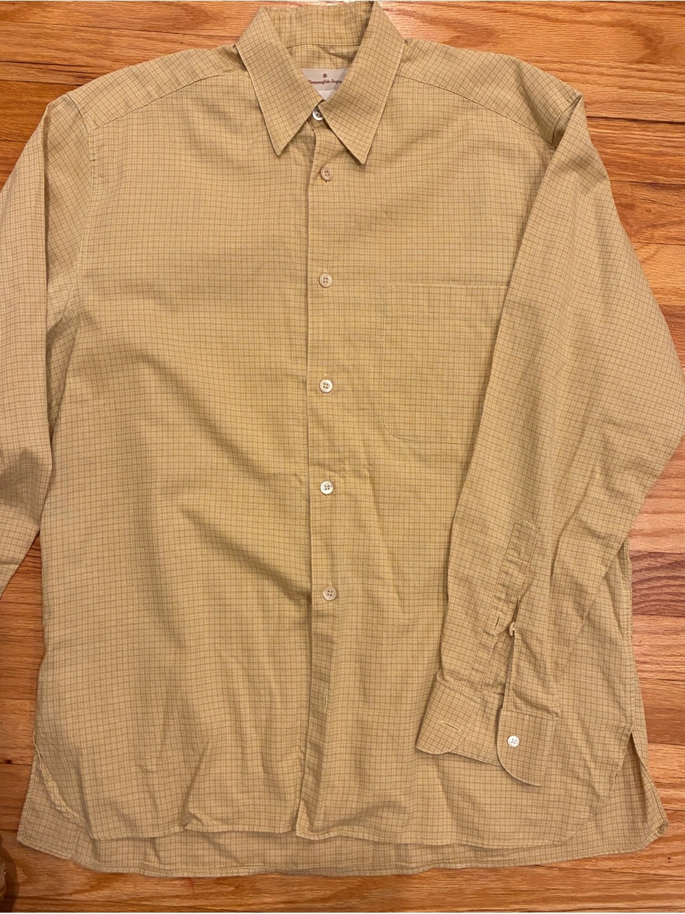 Ermenegildo Zegna Light Tan Micro-Check Dress Shirt